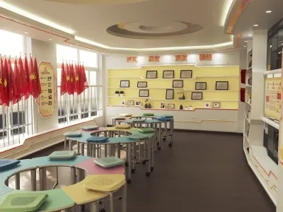 School Young Pioneers classroom team room 3D model