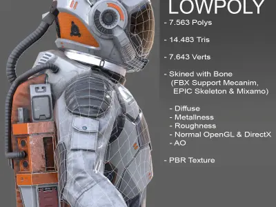 MX00 Male Space Suit V1 LITE VERSION Low-poly 3D model