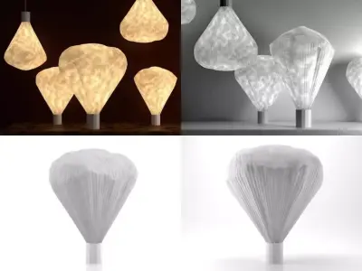 Vapeur three hanging lamps with shade 3D model