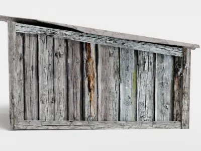 Wooden raw dog house damaged da1 Low-poly 3D model