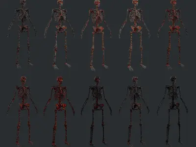 10 Skeleton Burning Lava Pack Game Ready Low-poly 3D model