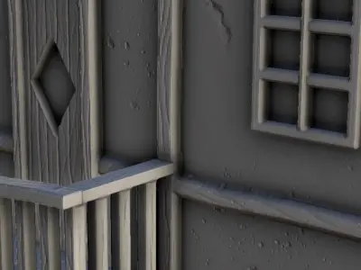 Medieval house with floor and entrance stair 6 3D print model