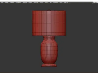 Madison Hammered Iron Cotton Shade Brass Table Lamp Low-poly 3D model