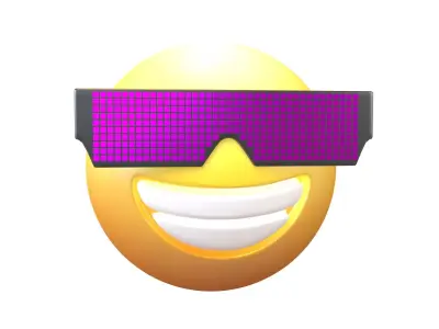 Beaming Face With Future Technology Glasses v2 003 Low-poly 3D model