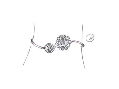 Jewelry Collection bracelet with flower 3D print model
