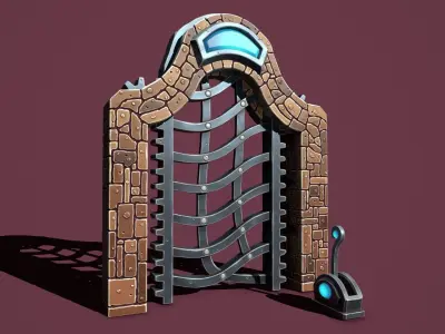 Fantasy gate Low-poly 3D model