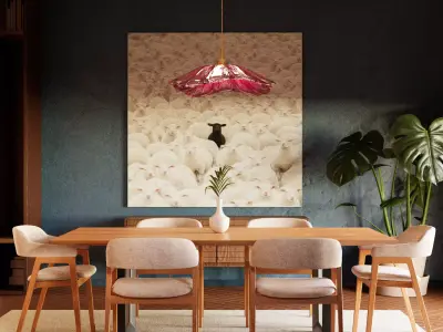 Lotus Flower Pendant Light - Elegant Asian-Inspired Chandelier 3D model