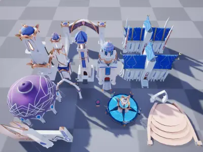 Fantastic 3d Model Town Packed  Low-poly 3D model