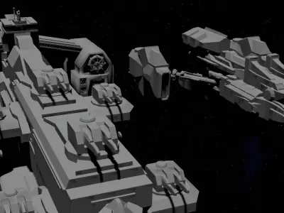 Sci-Fi Space Ships Kitbash Kit 3D model