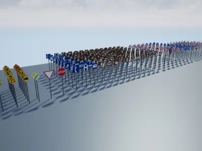 Traffic Sign Pack Low-poly 3D model