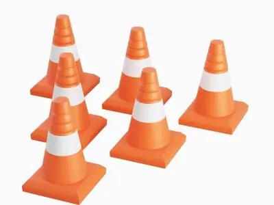 Traffic Cone Low-poly 3D model