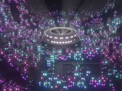 Vibrant Futuristic City Low-poly 3D model