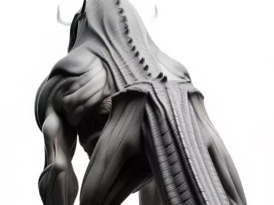 Terrifying Alien Creature Monstrous Biomechanical Beast Claws Low-poly 3D model