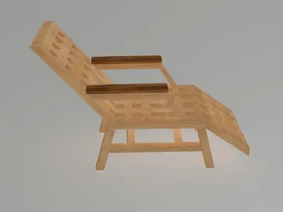 Wooden lounger Low-poly 3D model