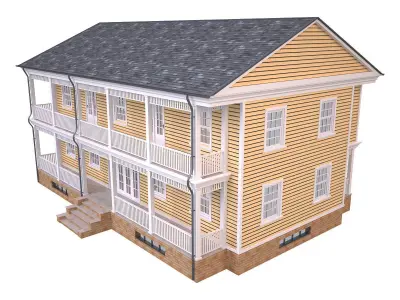 House 5 two story Low-poly 3D model