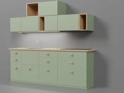 Minimalistic Kitchen furniture Low-poly 3D model