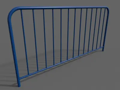 PBR Pedestrian Guard Rail Blue V1 Low-poly 3D model