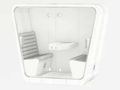 Office phone booth Low-poly 3D model