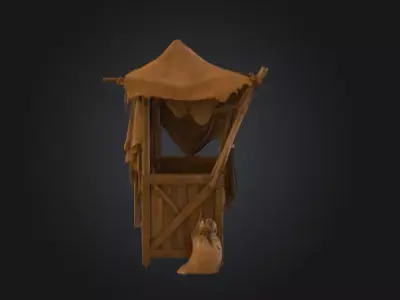 Medieval Market Stall Low-poly 3D model