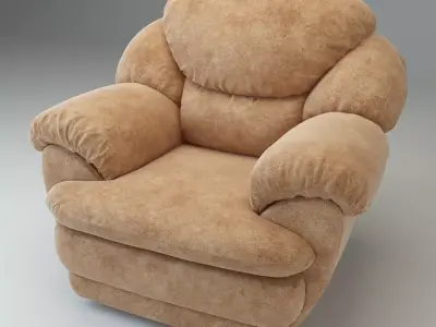 Detailed and Realistic Suede Armchair - Osvald 3D model