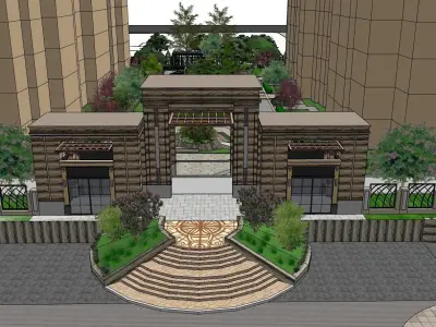 classical residential unit complex landscape 3D model