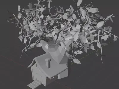 A house built on a tree Low-poly 3D model