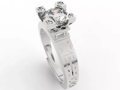 Ultimate Eiffel Tower 1ct Diamond Ring 3D print model