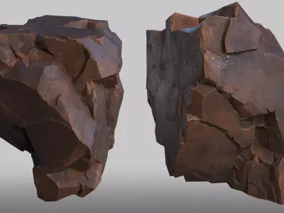 Rock boulder Low-poly 3D model