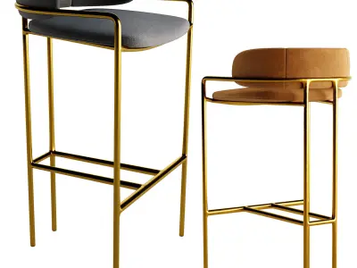 WEST ELM Lenox Velvet Bar Counter Stools 3D model
