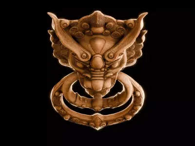 Ancient Wooden Door Handle Weathered Nepal  Artifact HANDLE01 Low-poly 3D model