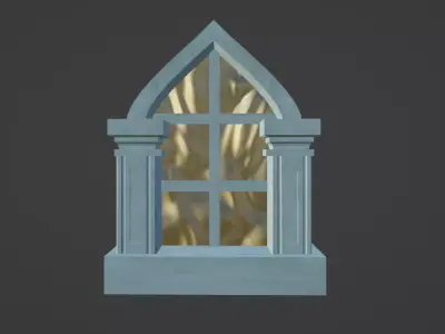 Blender Window Vintage Blue Classic Architecture Glass Church Low-poly 3D model