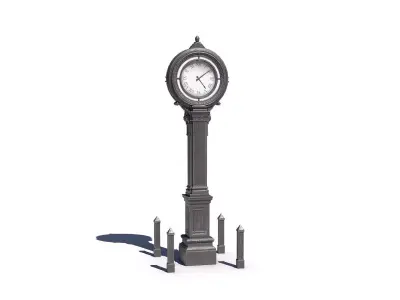 Vintage Street Clock Low-poly 3D model