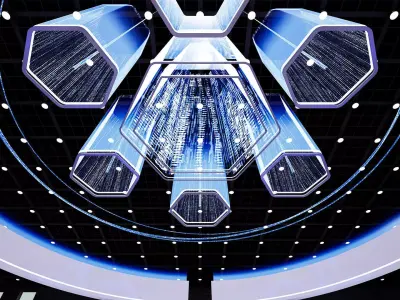 Futuristic Holographic Exhibition Hall Low-poly 3D model