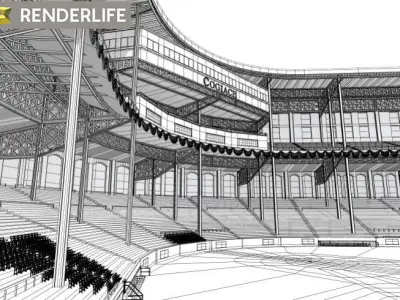 Baseball stadium interior 3D model