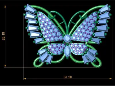 Butterfly Pendant 3D print model Texture