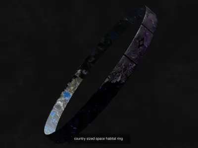 Country sized rotating space habitat 2 types with 4 gas giants 3D Model Pack