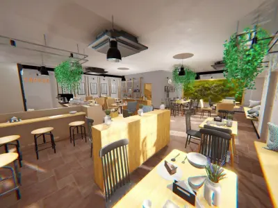 Coffee shop - interior and props Low-poly 3D model