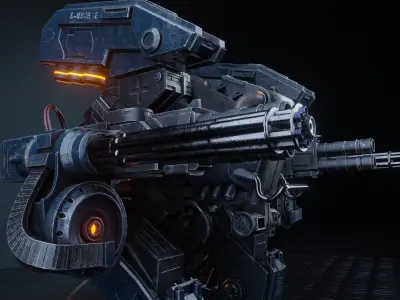 Low-polygon 3D model of a robot with 4K textures Low-poly 3D model