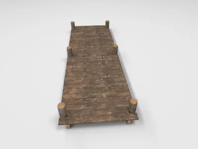 Wooden Park Deck floor Low-poly 3D model