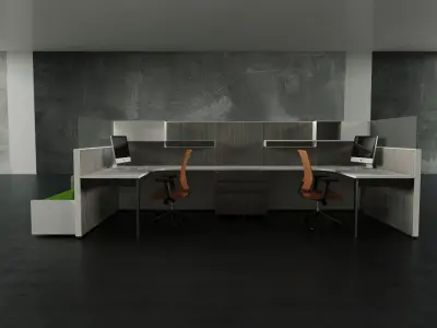Modern Office Table and Chair Set 3D Model Scene set4 3D model