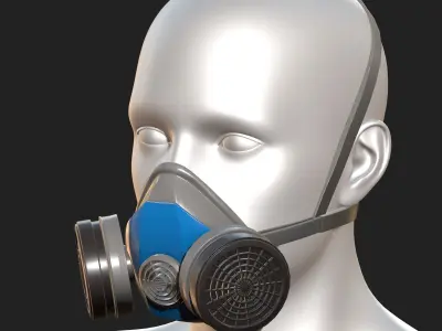 Gas mask respirator military combat  Low-poly 3D model