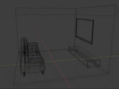 isometric low poly living room 3D model