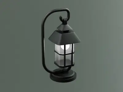 Road Side Street Metal lamp Light Low-poly 3D model