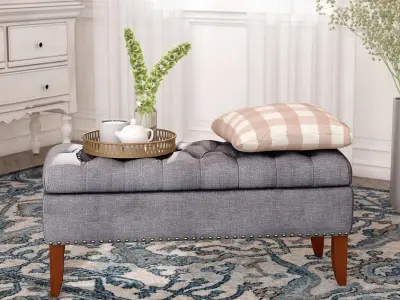 Mortensen Storage Bench Long Chair - 3 Colour 3D model