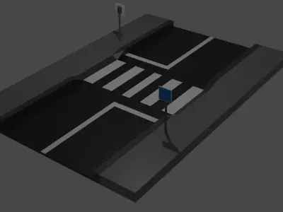 Low Poly City Roads Pack Low-poly 3D model