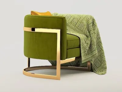 armchair chair with blanket 3D model