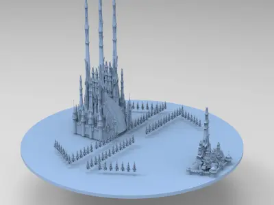 Sci fi Winter Island floating 2 3D model