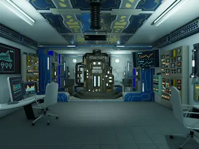 SciFi Control Room 2 Low-poly 3D model