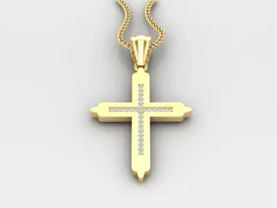 High Cross Pendant Light Gold 18K 4CP035 3D print model