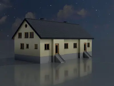 Modern multi-family house version 2 Low-poly 3D model